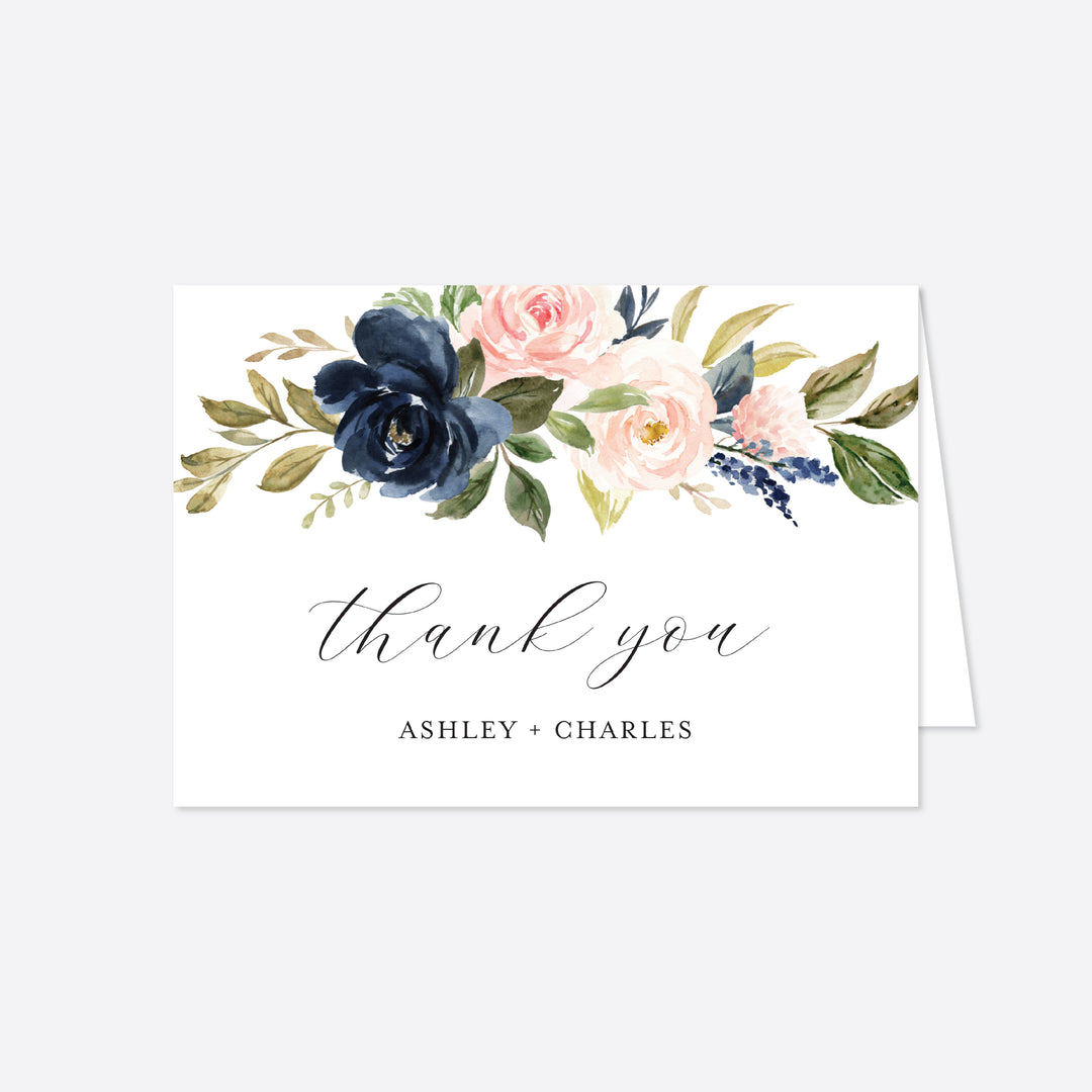 Navy Blush Wedding Thank You Card Printable