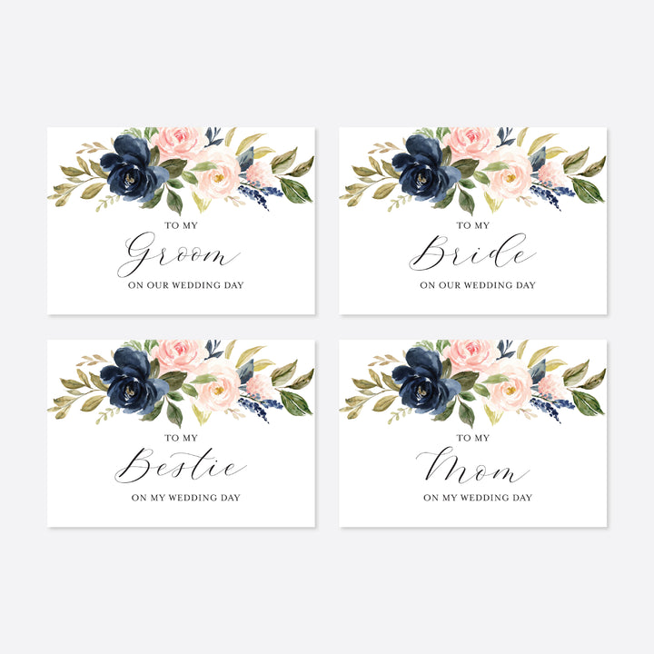 Navy Blush Wedding Day Card Printable