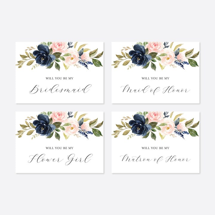 Navy Blush Wedding Proposal Card Printable