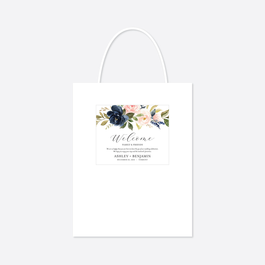 Navy Blush Wedding Welcome Bag Label Printable