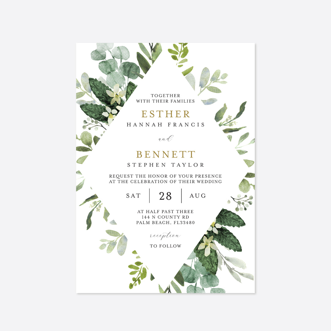 Foliage Wedding Invitation Printable