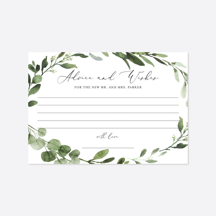 Foliage Wedding Advice and Wishes Printable