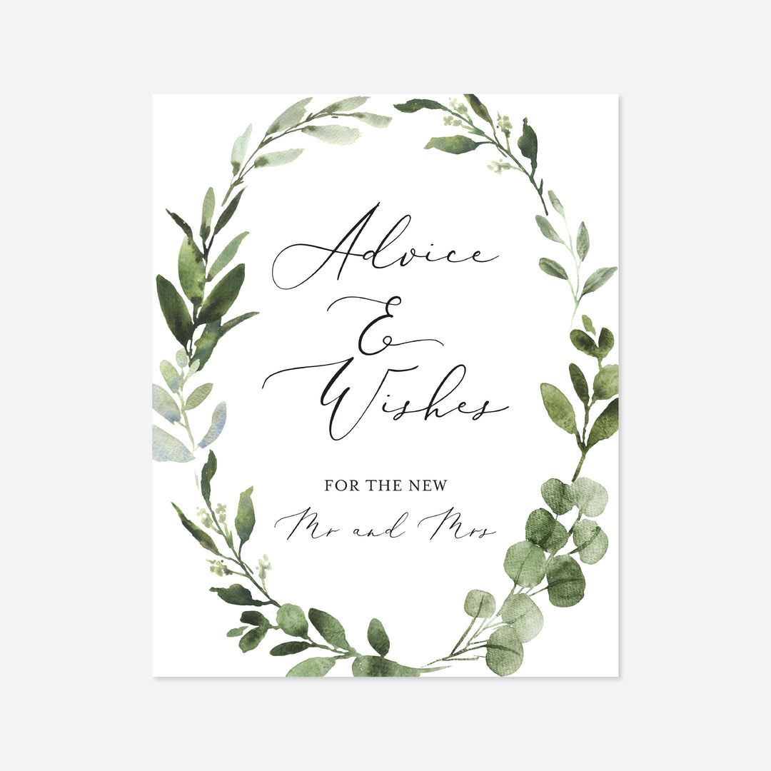 Foliage Wedding Advice and Wishes Printable