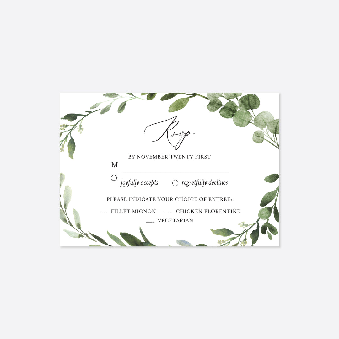 Foliage Wedding RSVP Card Printable