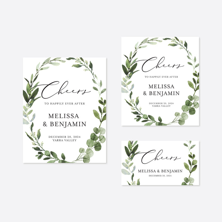 Foliage Wedding Wine and Champagne Label Printable