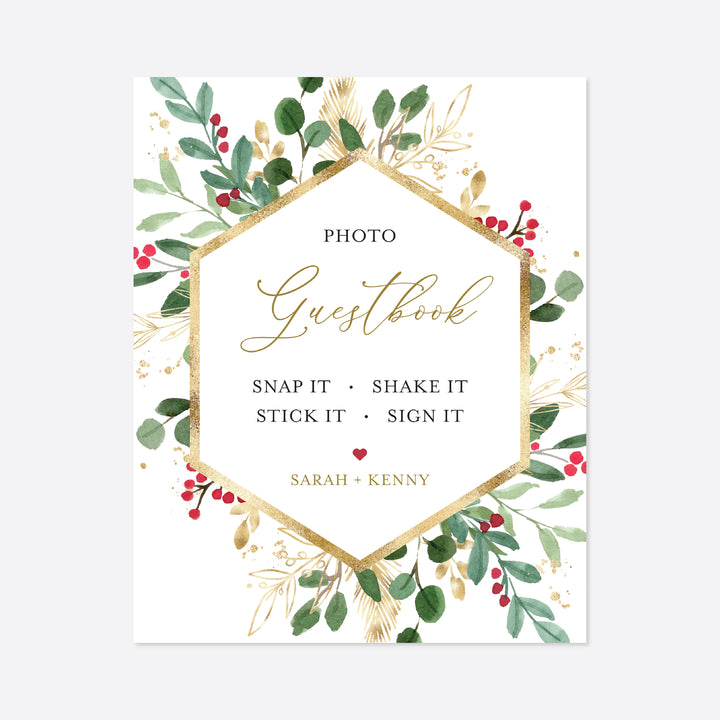 Winter Berry Wedding Guestbook Sign Printable