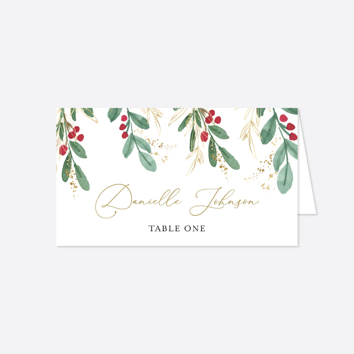 Winter Berry Wedding Place Card Printable