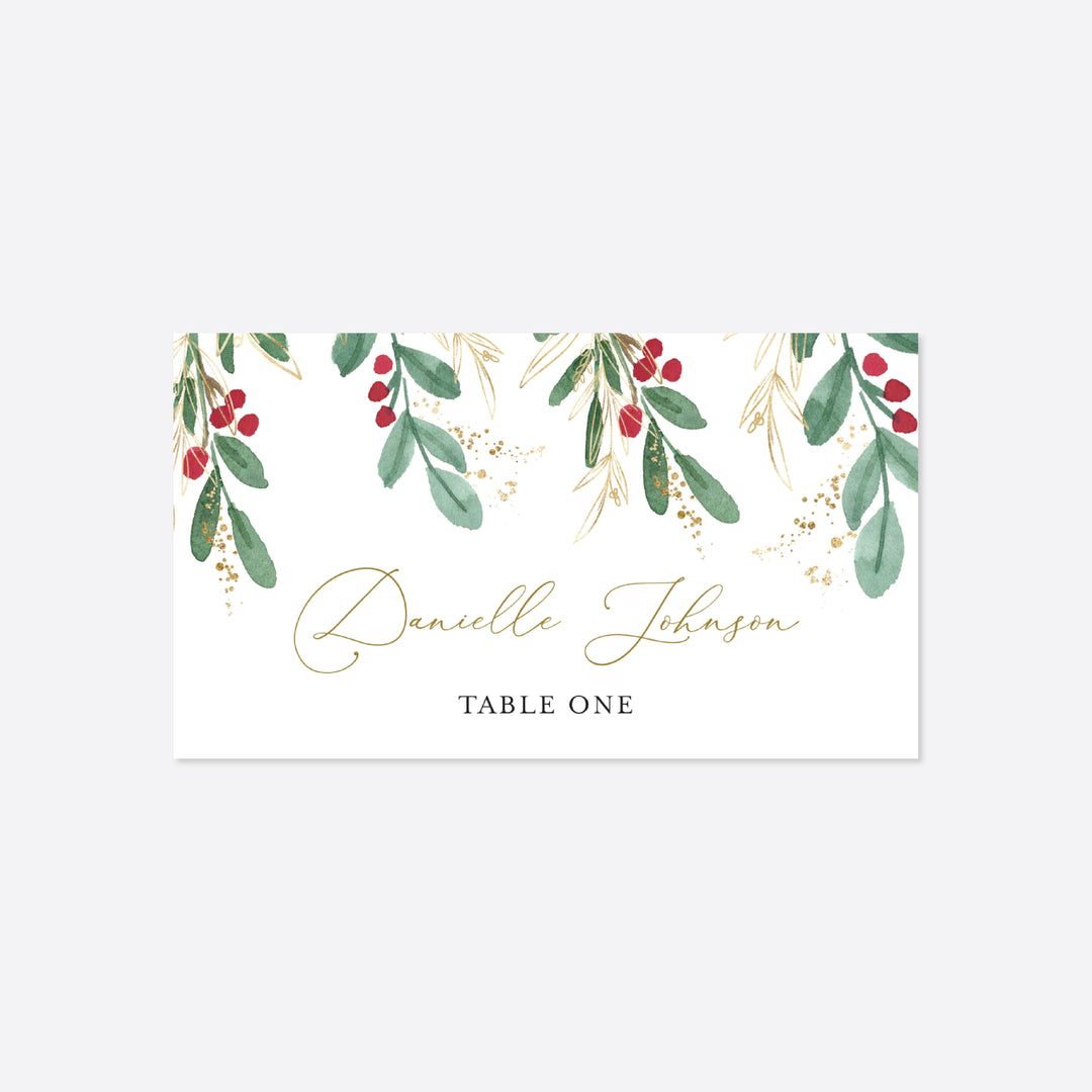 Winter Berry Wedding Place Card Printable