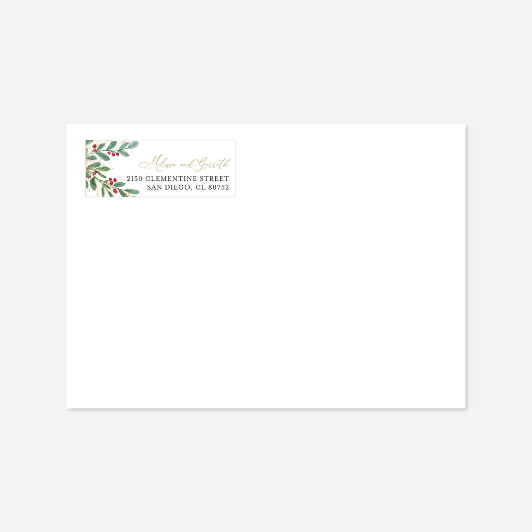 Winter Berry Wedding Return Address Label Printable