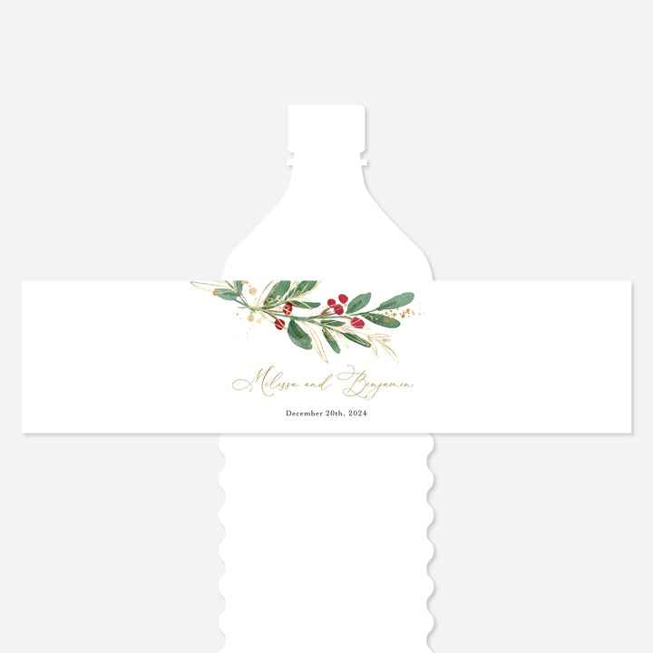 Winter Berry Wedding Water Bottle Label Printable
