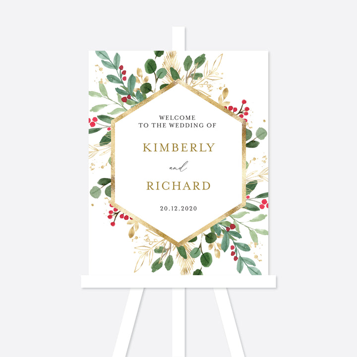 Winter Berry Wedding Welcome Sign Printable