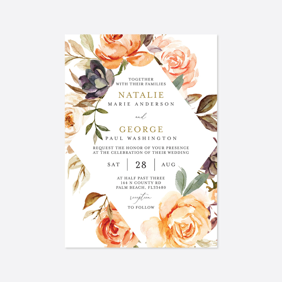 Autumn Garden Wedding Invitation Printable