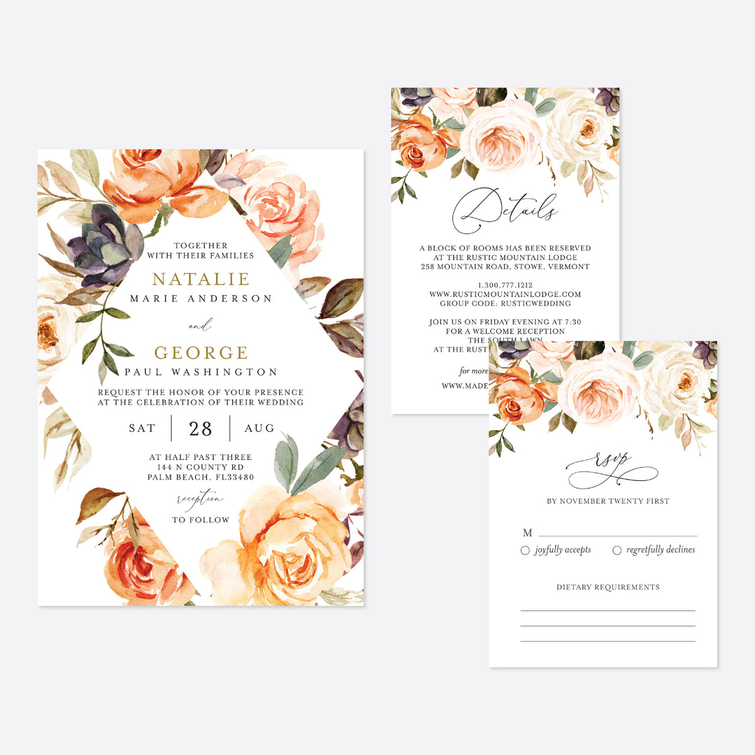 Autumn Garden Wedding Suite Printable