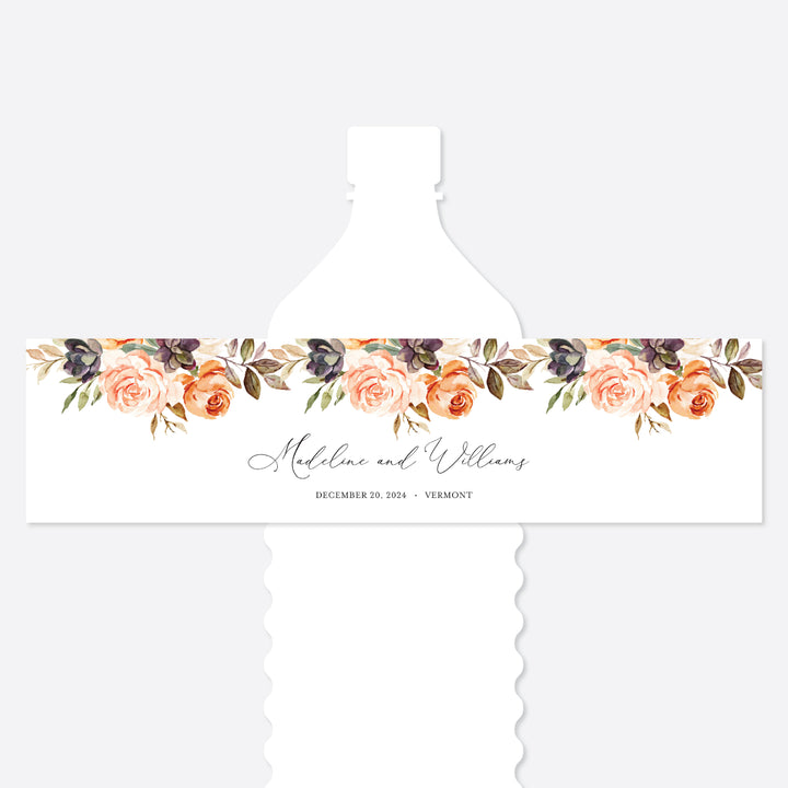 Autumn Garden Wedding Water Bottle Label Printable