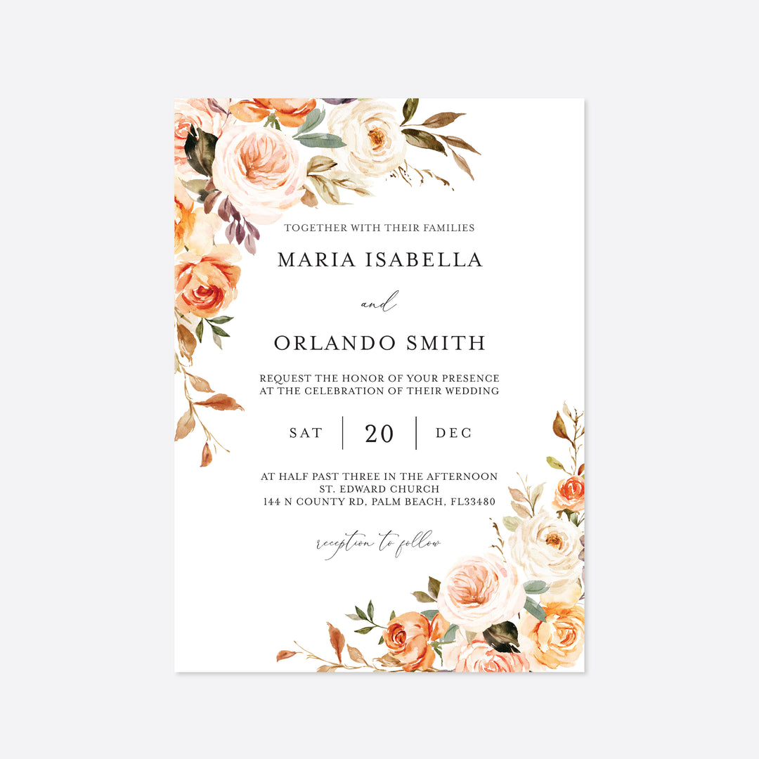 Autumn Garden Wedding Invitation Printable
