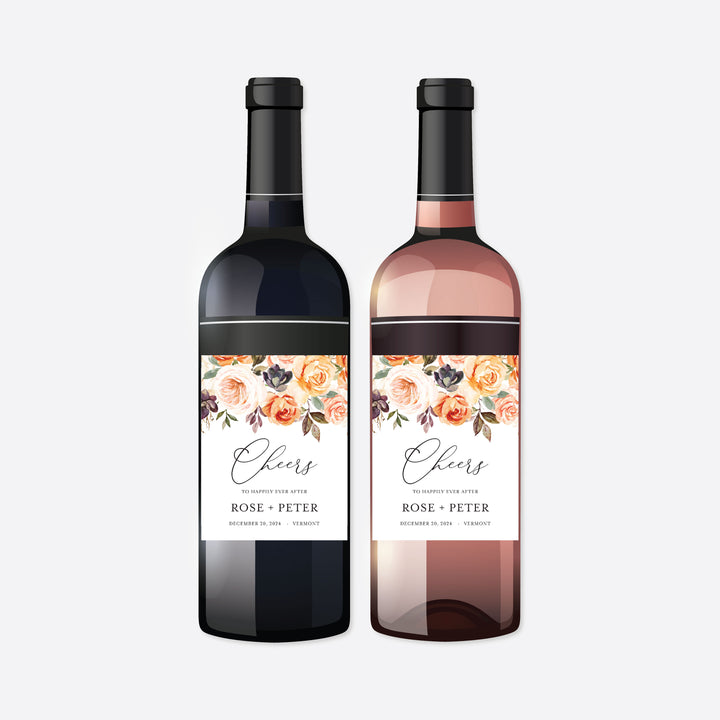 Autumn Garden Wedding Wine and Champagne Label Printable