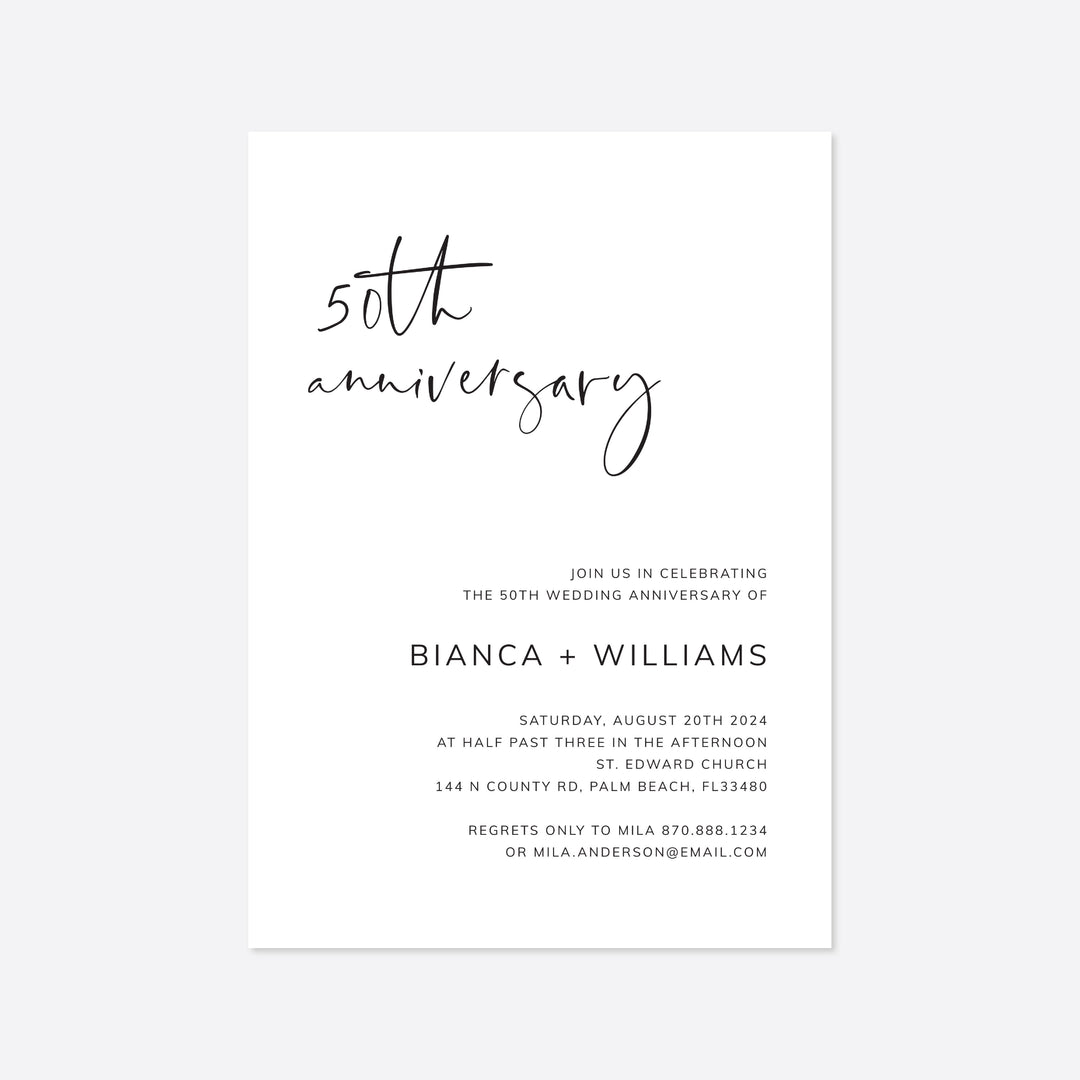 Modern Minimal Wedding Anniversary Invitation Printable