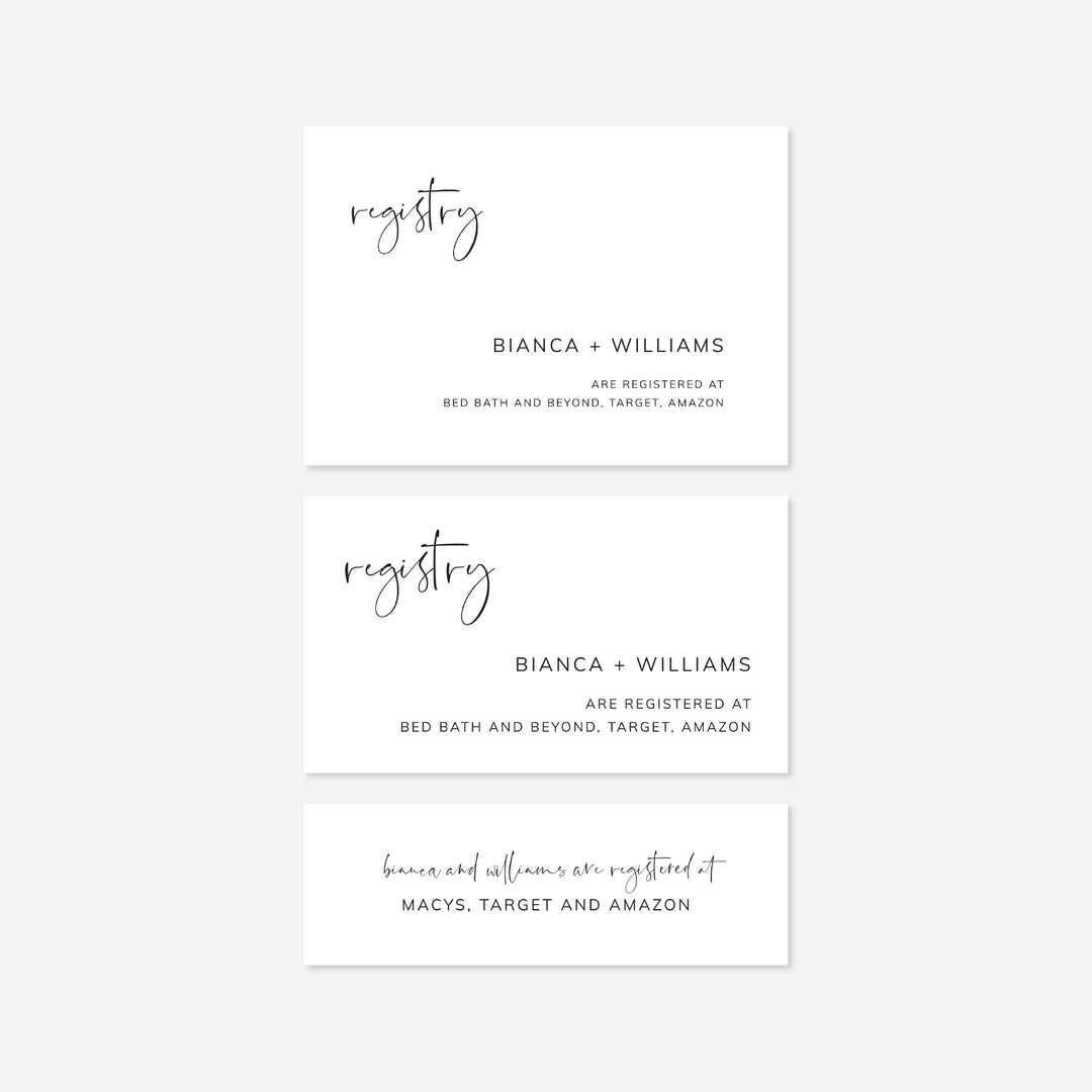 Modern Minimal Wedding Registry Card Printable