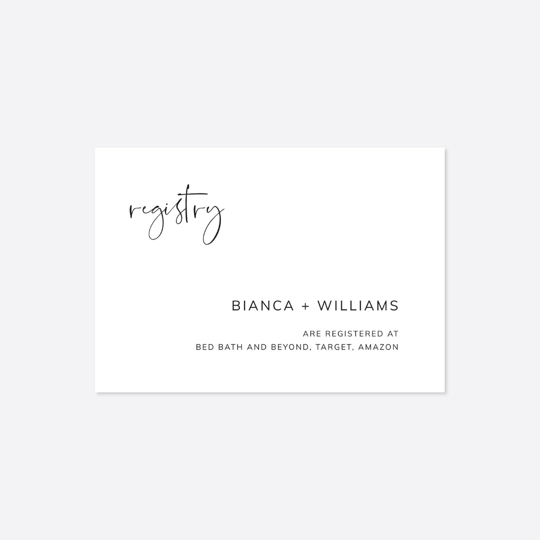 Modern Minimal Wedding Registry Card Printable