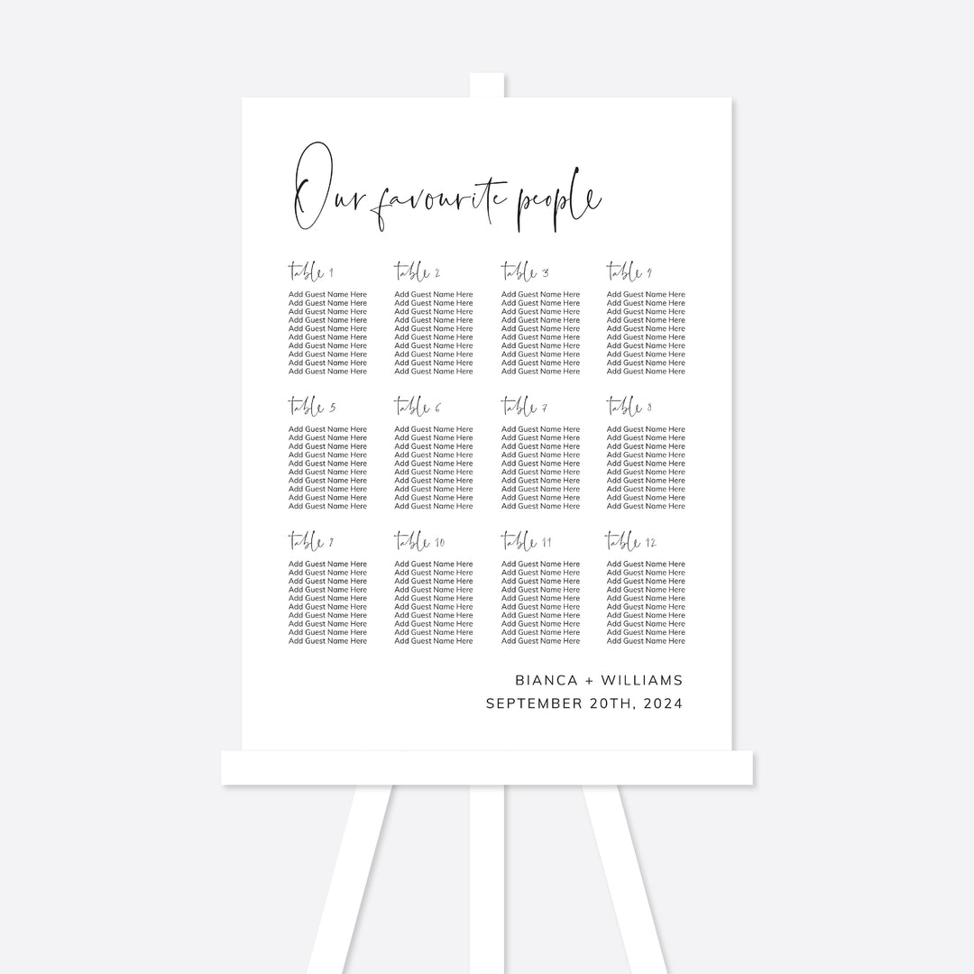 Modern Minimal Wedding Seating Chart Sign Printable