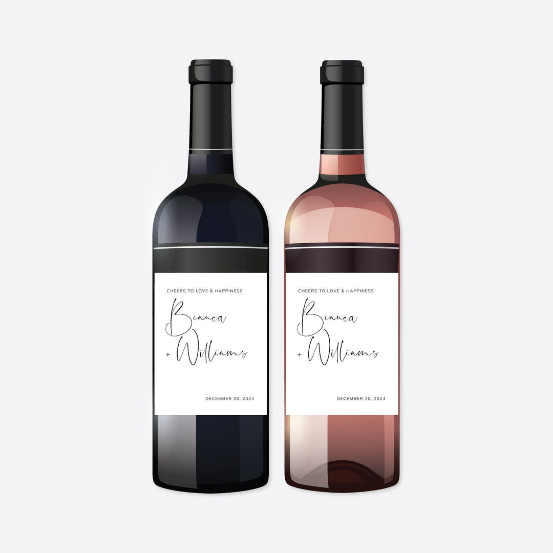 Modern Minimal Wedding Wine and Champagne Label Printable