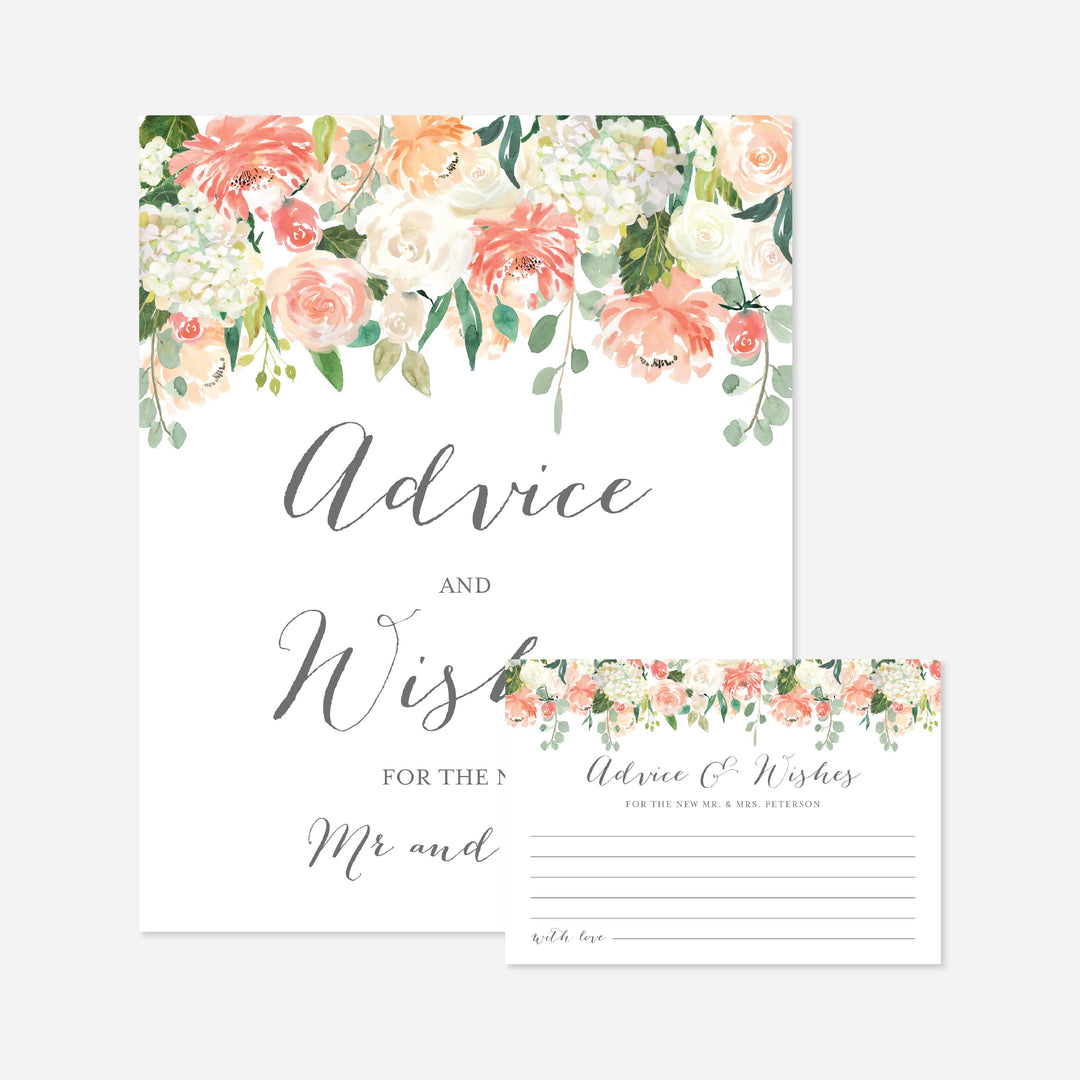 Peach and Cream Wedding Advice and Wishes Printable
