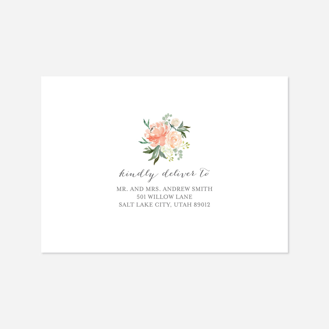 Peach and Cream Wedding Envelope Addressing Printable
