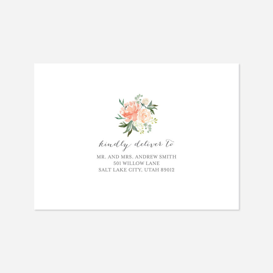 Peach and Cream Wedding Envelope Addressing Printable