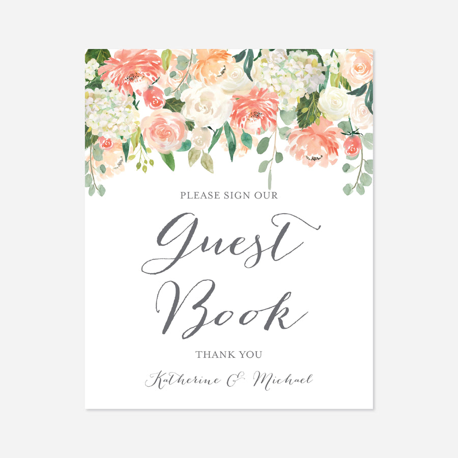 Peach and Cream Wedding Guestbook Sign Printable