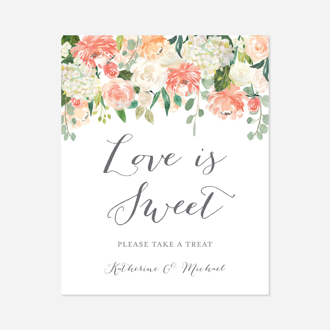 Peach and Cream Wedding Love Is Sweet Sign Printable