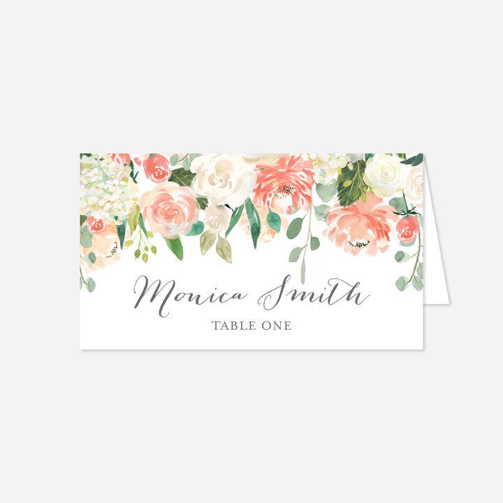 Peach and Cream Wedding Place Card Printable