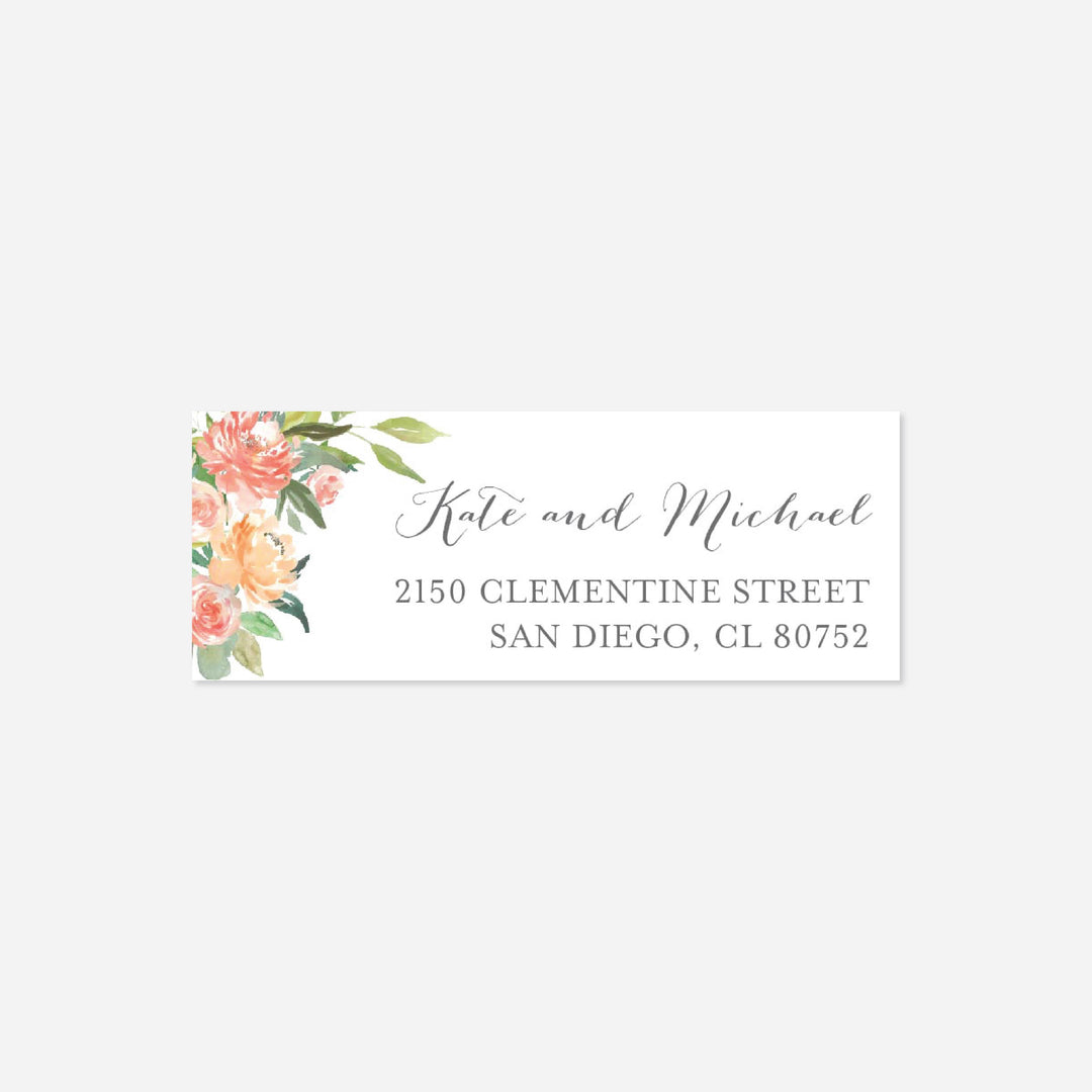 Peach and Cream Wedding Return Address Label Printable