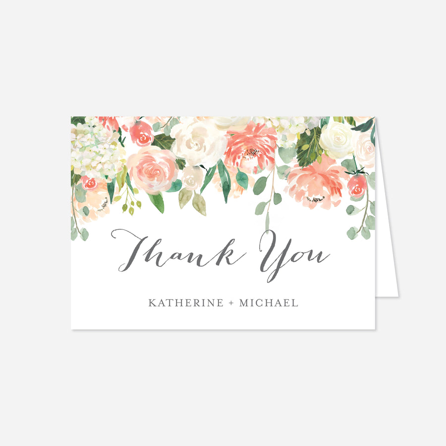 Peach and Cream Wedding Thank You Card Printable