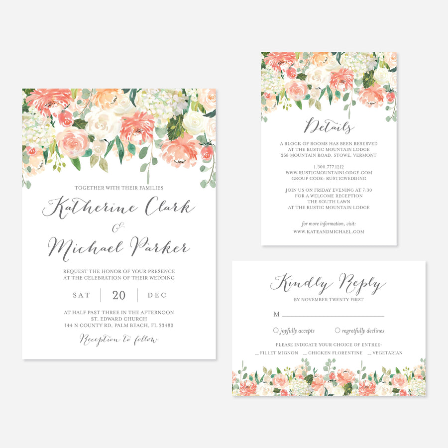 Peach and Cream Wedding Suite Printable