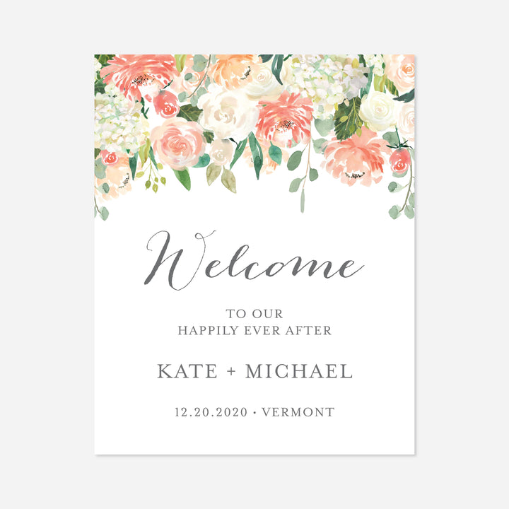 Peach and Cream Wedding Welcome Sign Printable