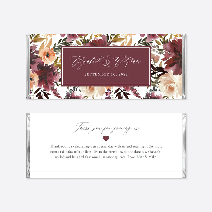 Romance Blush Wedding Chocolate Bar Wrapper Printable