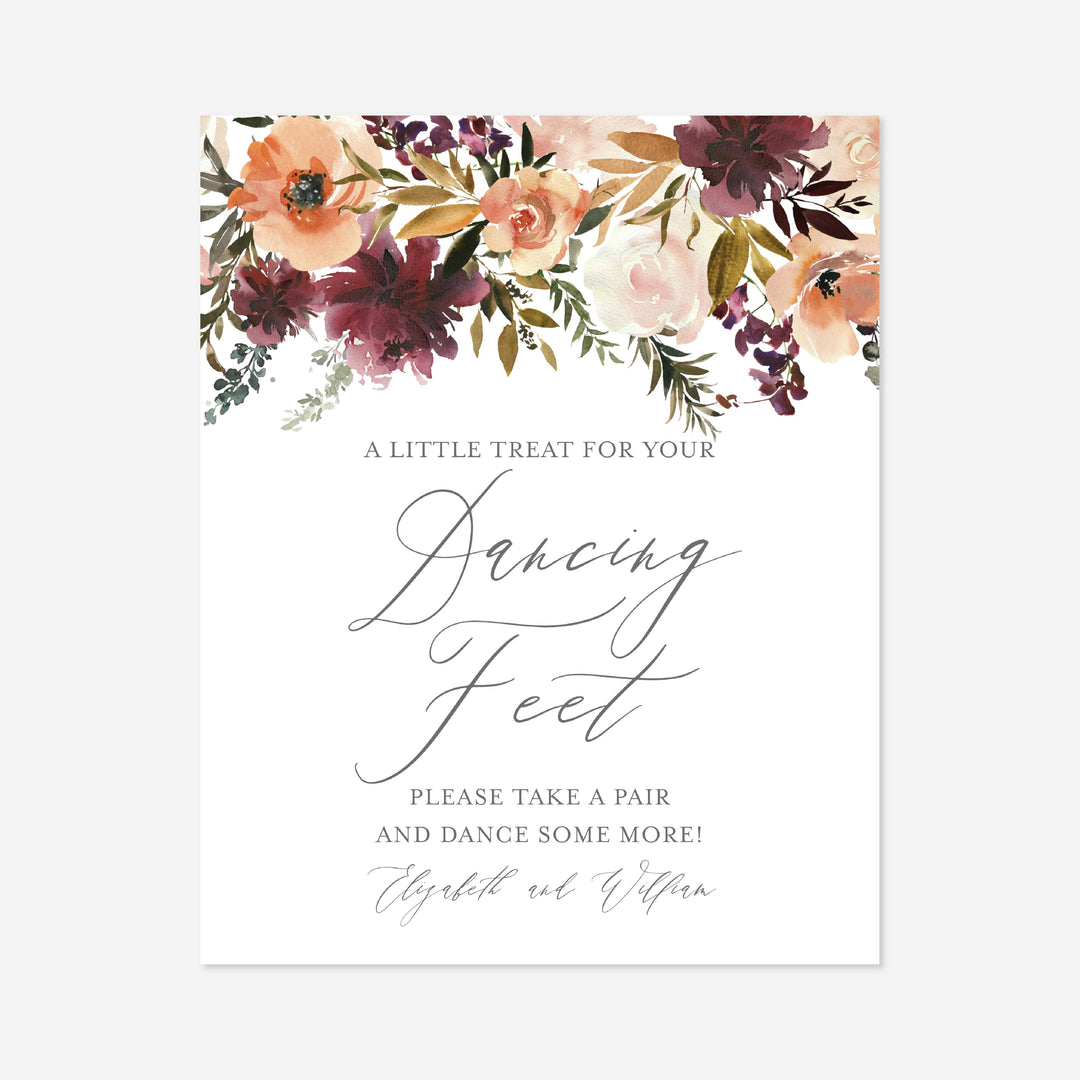 Romance Blush Wedding Dancing Shoes Sign Printable