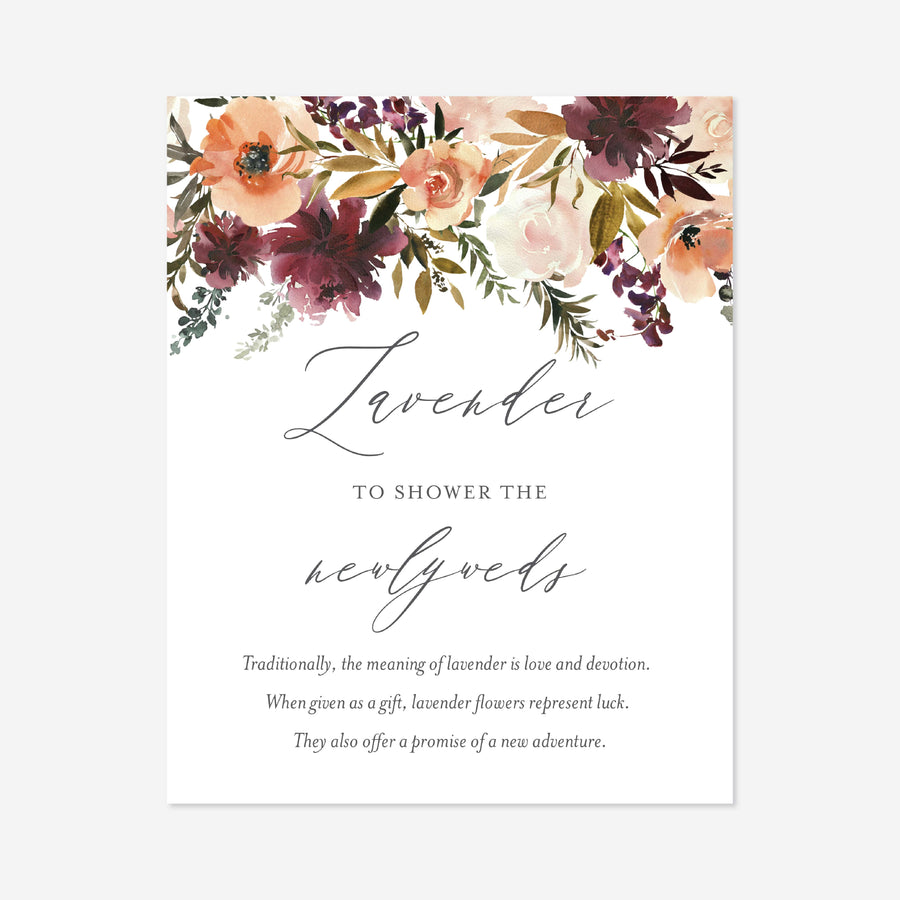 Romance Blush Wedding Lavender Toss Sign Printable