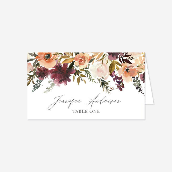 Romance Blush Wedding Place Card Printable