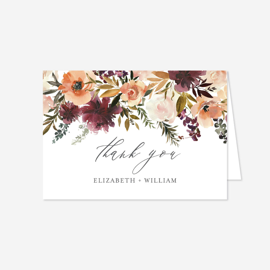 Romance Blush Wedding Thank You Card Printable