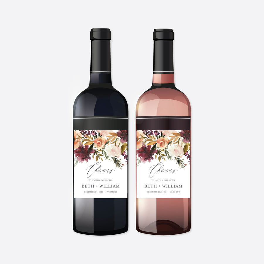 Romance Blush Wedding Wine and Champagne Label Printable