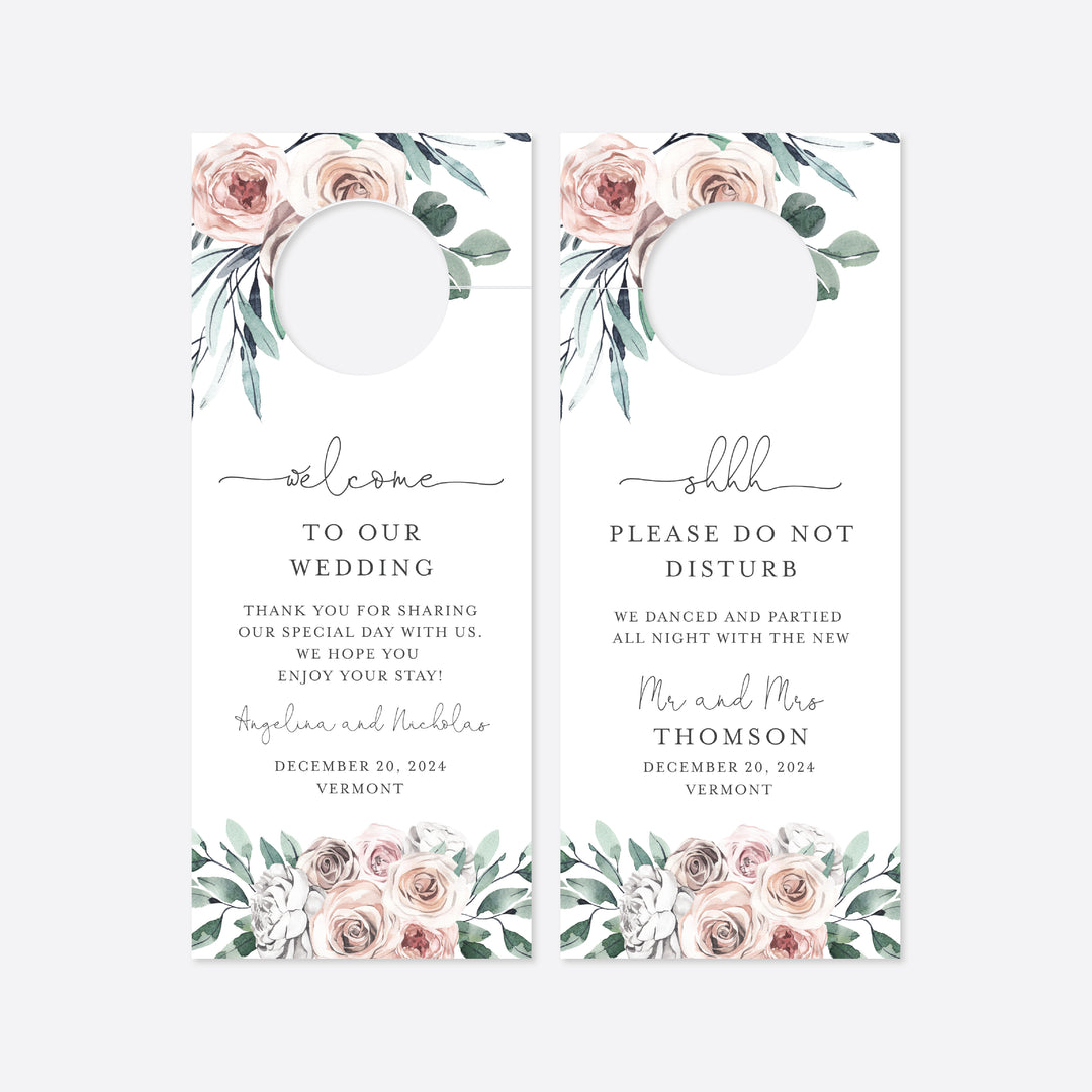 Boho Rose Wedding Door Hanger Printable