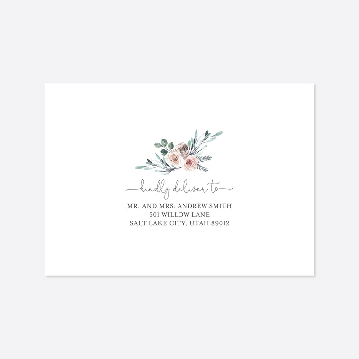 Boho Rose Wedding Envelope Addressing Printable