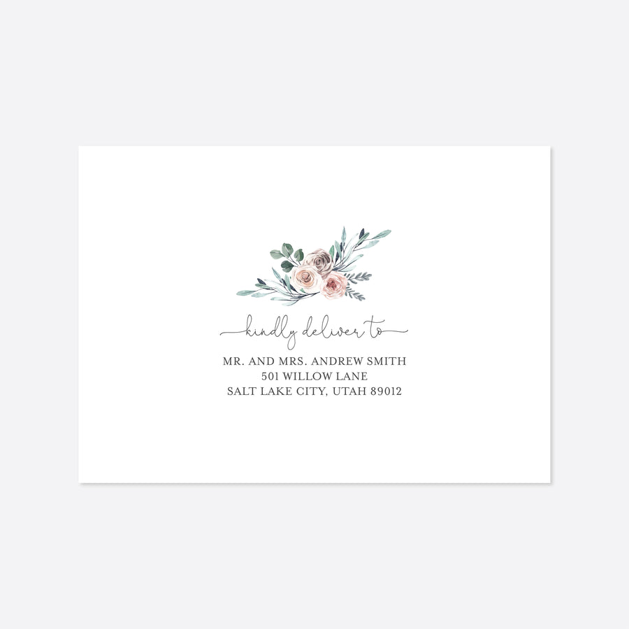Boho Rose Wedding Envelope Addressing Printable
