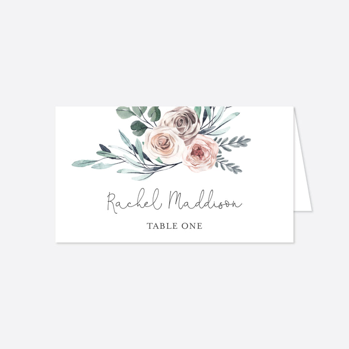 Boho Rose Wedding Place Card Printable