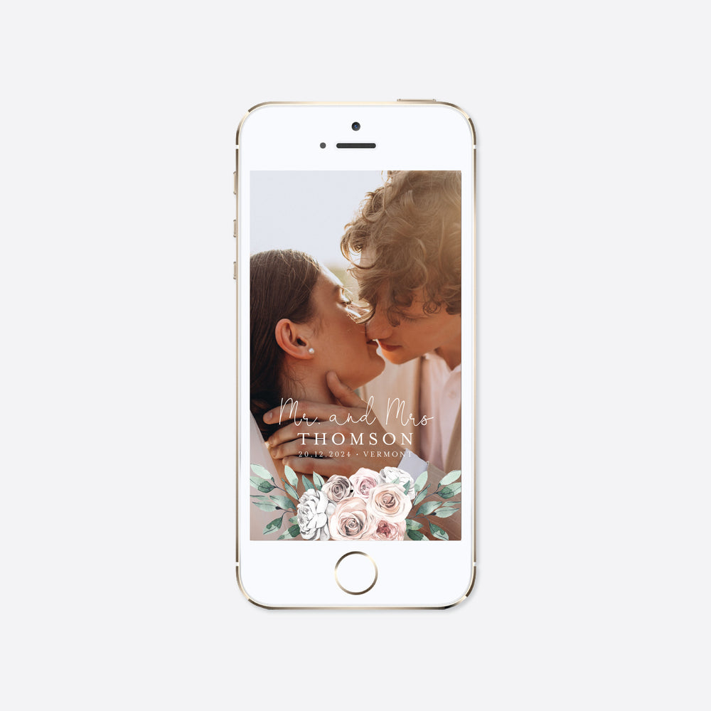 Boho Rose Wedding Snapchat Geofilter Printable