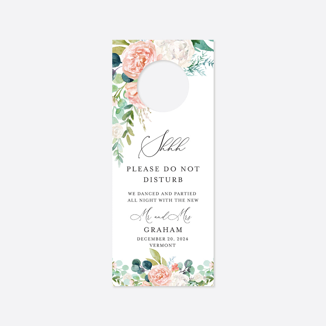 Blush Garden Wedding Door Hanger Printable