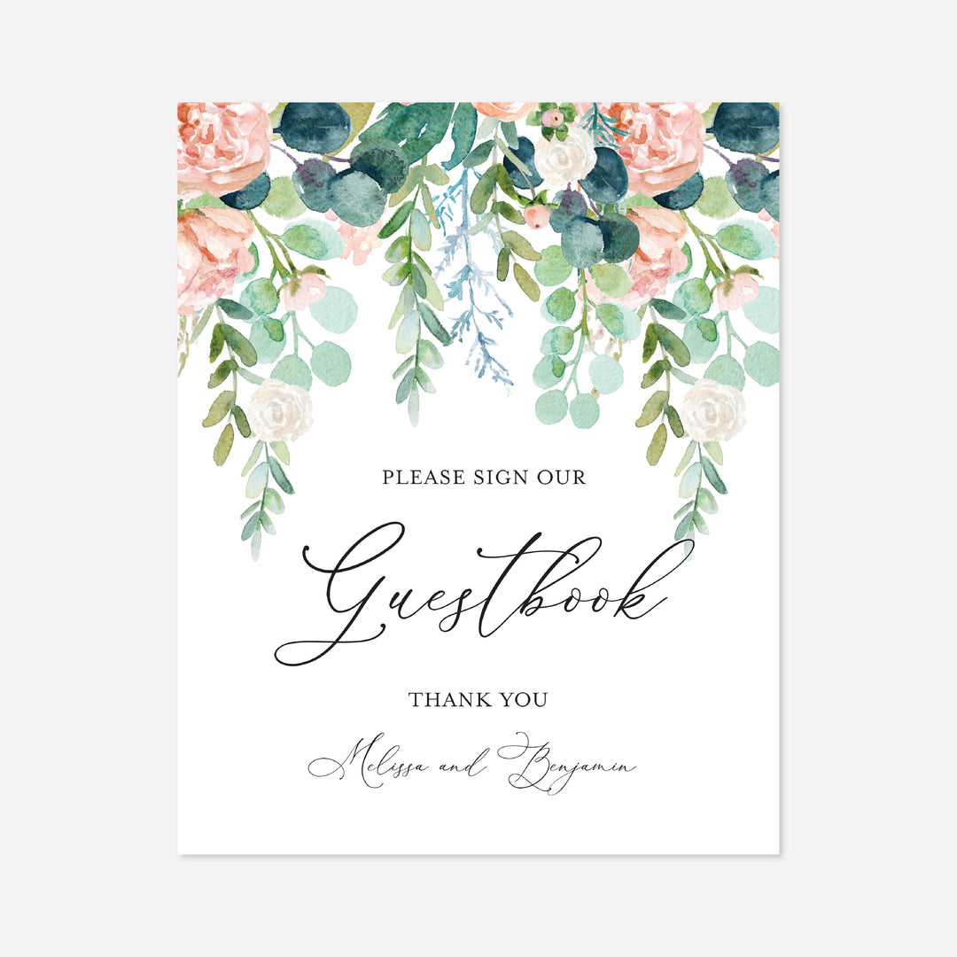 Blush Garden Wedding Guestbook Sign Printable