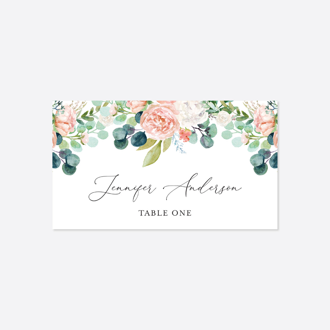 Blush Garden Wedding Place Card Printable