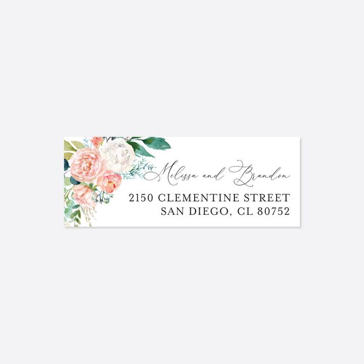 Blush Garden Wedding Return Address Label Printable